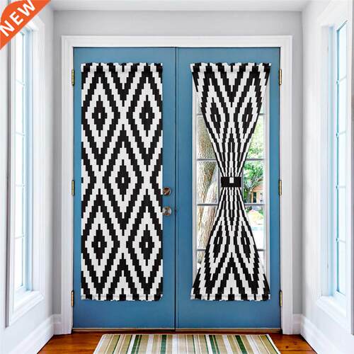 Black White Irregular Geometry Modern Curtains for Living
