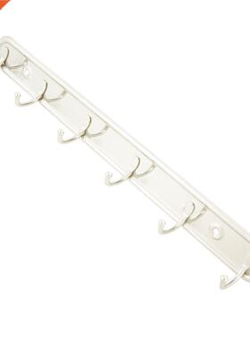 Silver Tone 6 Hooks Towel Handbag Rack Wall Hanger w Screws