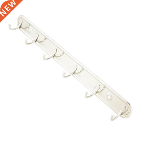 Silver Tone 6 Hooks Towel Handbag Rack Wall Hanger w Screws