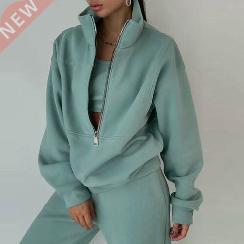 Women Fleece Two Piece Set Autumn Winter Female Sports Warm