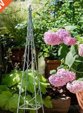 Vntage Blue Tower Flower Stand Lattce Pastoral Country