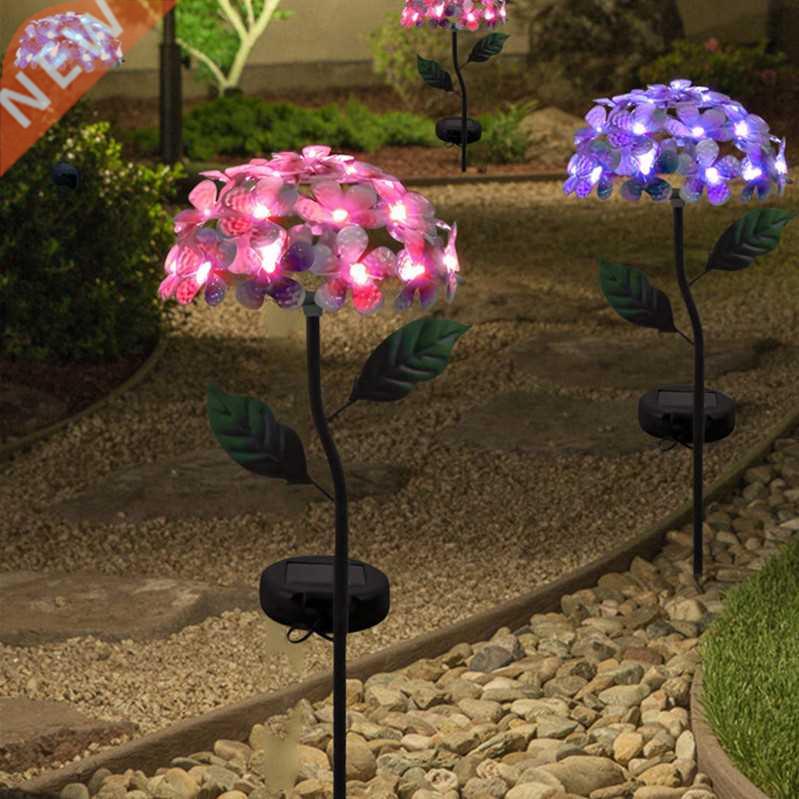 1PC Solar Ground Plug Lamp Simulation Hydrangea Outdoor