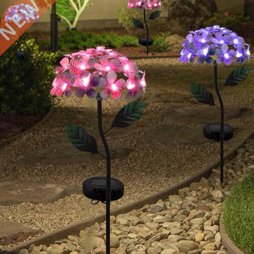 1PC Solar Ground Plug Lamp Simulation Hydrangea Outdoor