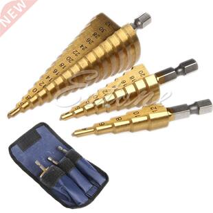 3Pc Set Steel Titanium Nitride Coated Step Drill Bit Quick
