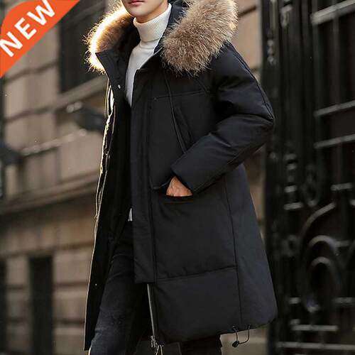 Mens Warm Jacket Winter Parka Fur Collar Windbreaker Down Co