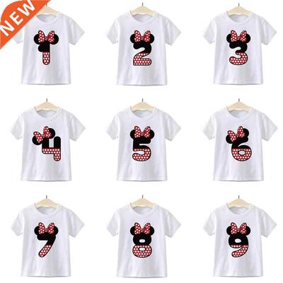 0-9 Letter Minnie Mickey Mouse Print Boys/Girls T shirt Kids