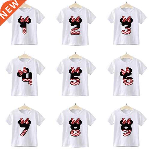 0-9 Letter Minnie Mickey Mouse Print Boys/Girls T shirt Kids