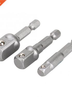 3pcs Drill Socket Adaptor Hex Drive 50mm To 1/4 3/8 1/2 Driv