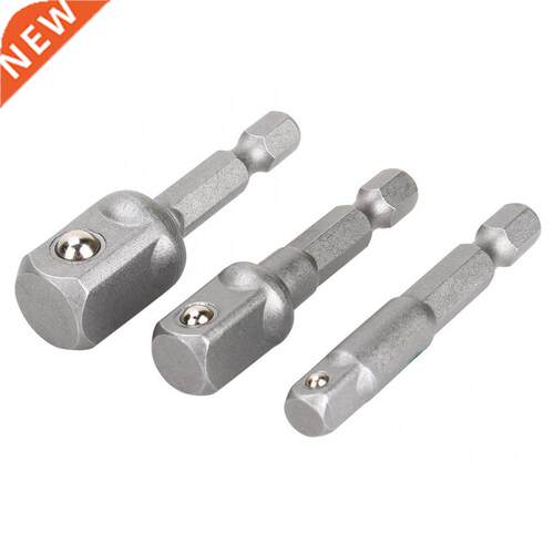 3pcs Drill Socket Adaptor Hex Drive 50mm To 1/4 3/8 1/2 Driv