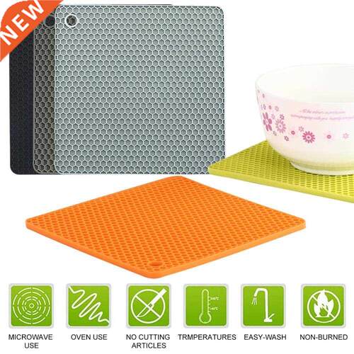 Square Honeycomb Non-slip Heat-Resistant Silicone Mats Bowl
