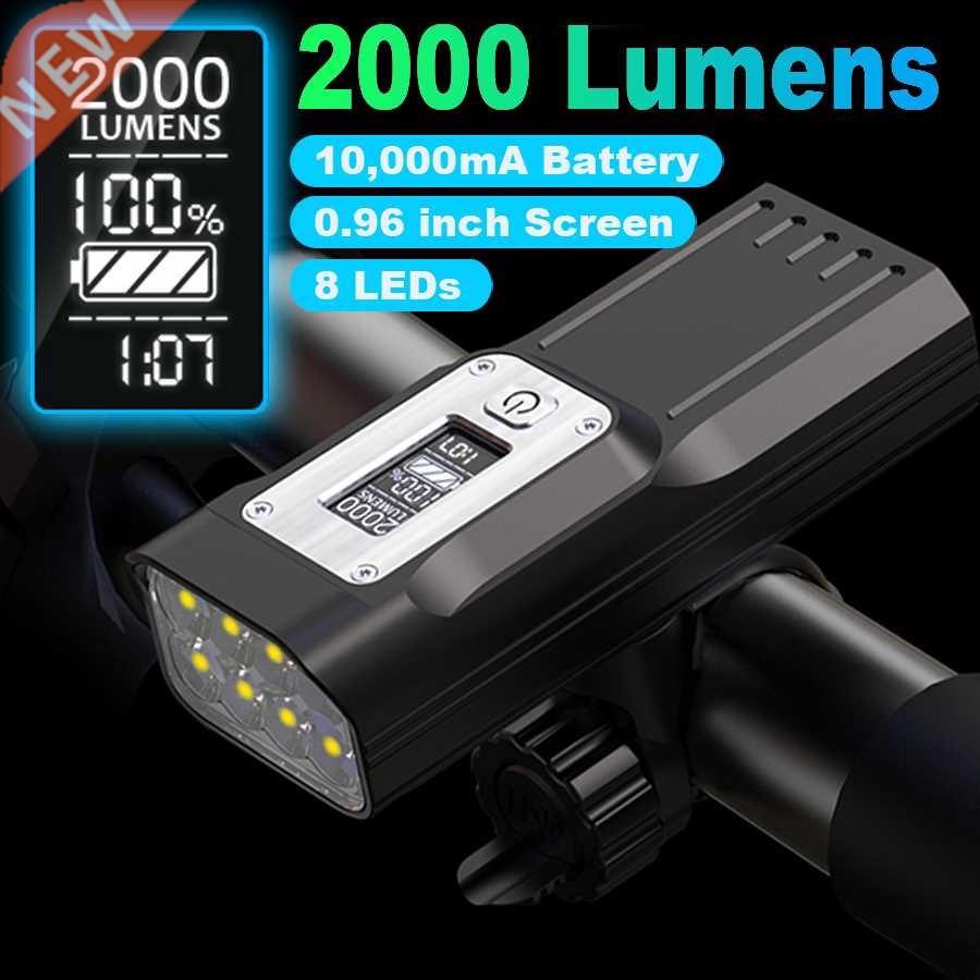 NEWBOLER 8 LEDs Bike Light Power Display 2000 Lumen 10000mA