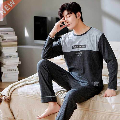 100% Cotton Men Pajama Sets Plus Size XL Causal Loose Long