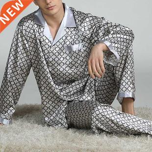Puimentiua Mens Stain Silk Pajama Sets Pajamas Men Sleepwear