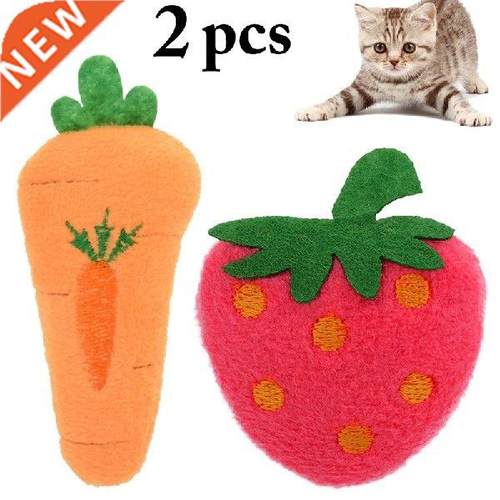 2pcs Plush Cat Toy Cute Funny Strawberry Cat Toy