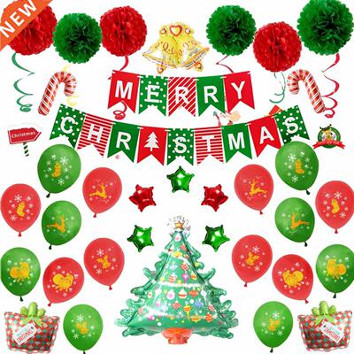 Merry Christmas Balloons Decoration Santa Claus Snowman Chri