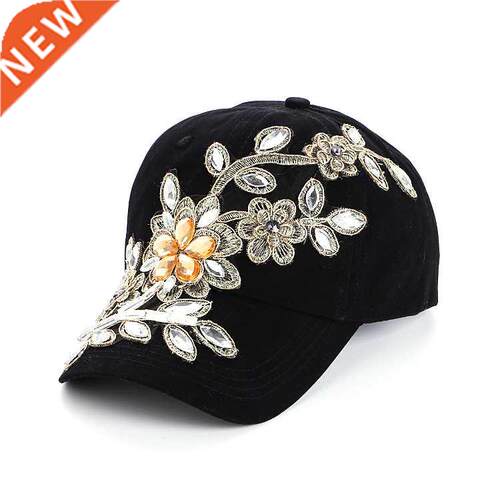 ser cate Women Diamond Flower Baseball Cap Snapback Style