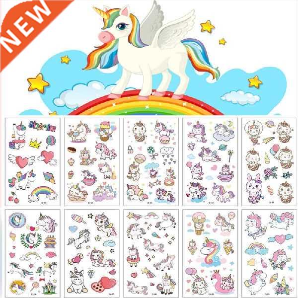 Unicorn Dinosaur Mermaid Tattoo Sticker Face hand Lovely