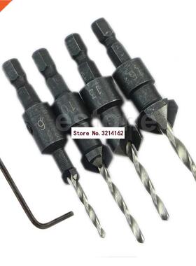 4pcs Cpentry Countersink Drill Bit Set + Hex Shank #6 #10