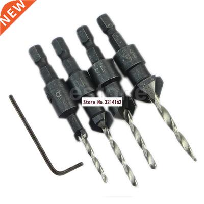 4pcs Cpentry Countersink Drill Bit Set + Hex Shank #6 #10