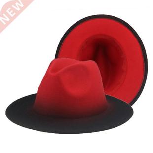 Fedora Hat Women Winter Felted Hats for Men Gradient Color B