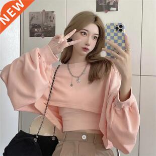 Autumn Two Piece Suit Hoodies Women Korean Loose Bat Sleeve
