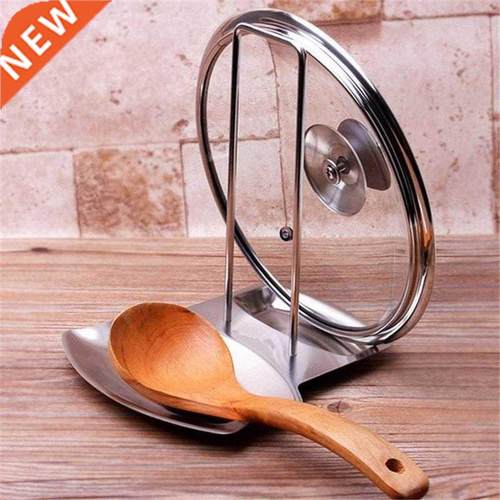 Stainless Steel Pan Pot Cover Lid Rack Stand Spoon Holder St