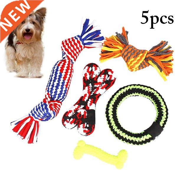 5pcs Dog Toy Cotton Rope Bite Resistant Pet Chewing Toys