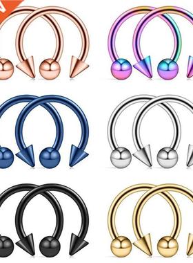 2Pcs Stanless Steel Nose Hoop Rng Septum Rngs Lp Studs N