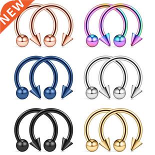 2Pcs Stanless Steel Nose Hoop Rng Septum Rngs Lp Studs N