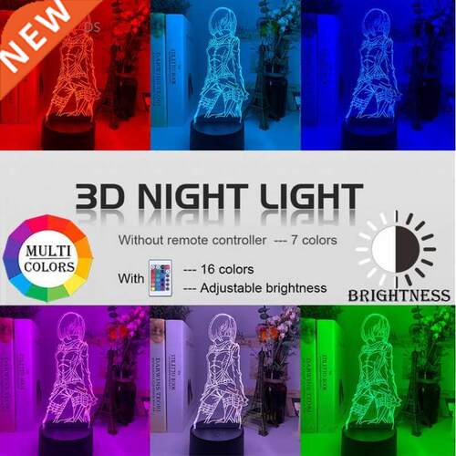 3D LED Lamp Attack on Titan Mikasa Ackerman Figure Kids Nigh