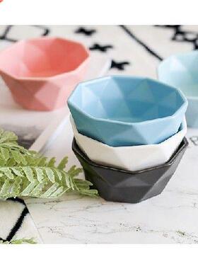 1PC 250ml Ceramic Rice Bowl Tableware Diamond Edge Soup
