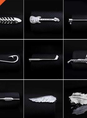 1pc Men Tie Clip Fish Bone Leaf Guitar Feather Saxophone Mul