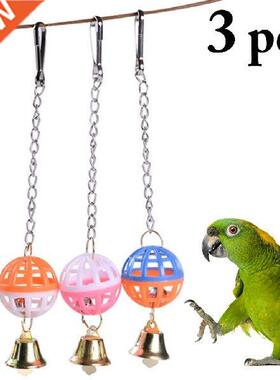 3pcs Parrot Toys Wood Birds Standing Chewing Rack Toys Bead