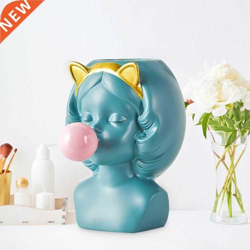 Cute Little Girl Blowing Bubbles Succulent Flower Pot Plante
