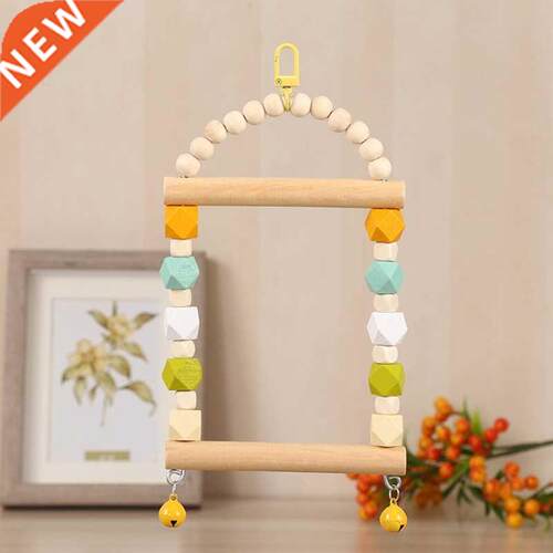 Wooden Bird Swing Toys Parrot Chewing Perch Hanging with