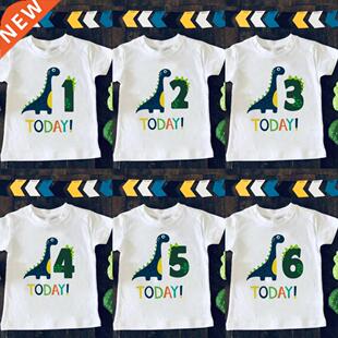 Boys Dinosaur Birthday Number Cartoon T Shirt Children Happy