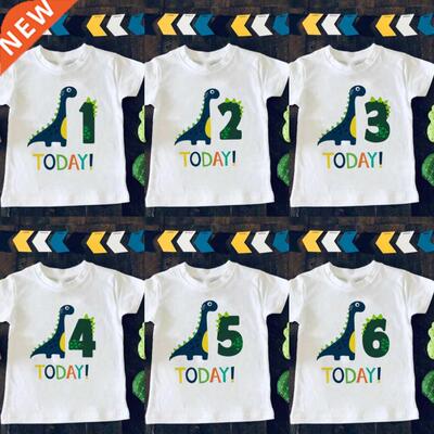 Boys Dinosaur Birthday Number Cartoon T Shirt Children Happy