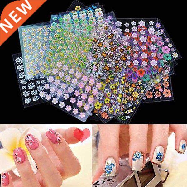Adhesive 10Pcs 3D Fashion Mixed Design Nail Art Transfer