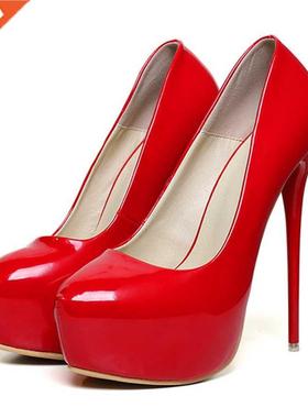 Big Size 35-47 Patent Leather Red Wedding Shoes 2022 Women R