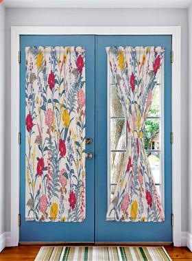 Colorful Flowers Leaves Plant Pattern Door Curtains Decor