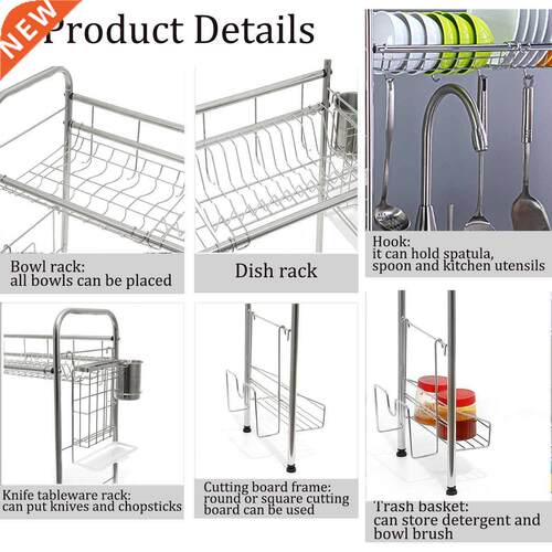 60-90CM Kitchen Shelf Rack Stainless Steel Dishes Drying