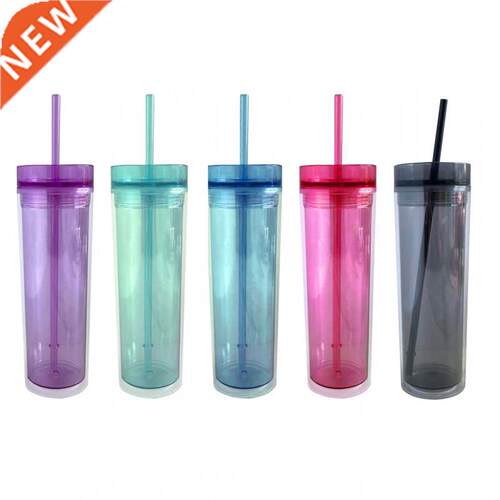 47ml / 16oz Double Layer Transparent Reusable Straw Cup