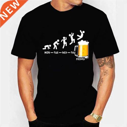 Fridy Beer Print Men's Brnd T-shirts Funny Grphic Hip Hop