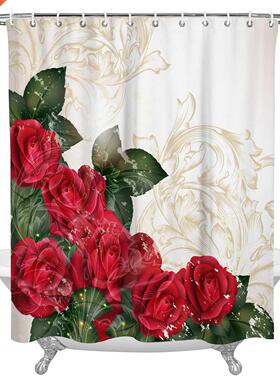 Classic Red Rose Shower Curtains for Bathroom Waterproof