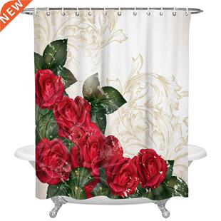 Classic Red Rose Shower Curtains for Bathroom Waterproof