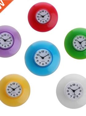 1pc Silicone Bathroom Kitchen Shower Suction Wall Clock Wate
