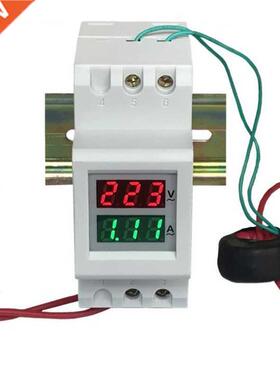 2P 36mm Din Rail Dual LED Voltage Current Meter Voltmeter Am