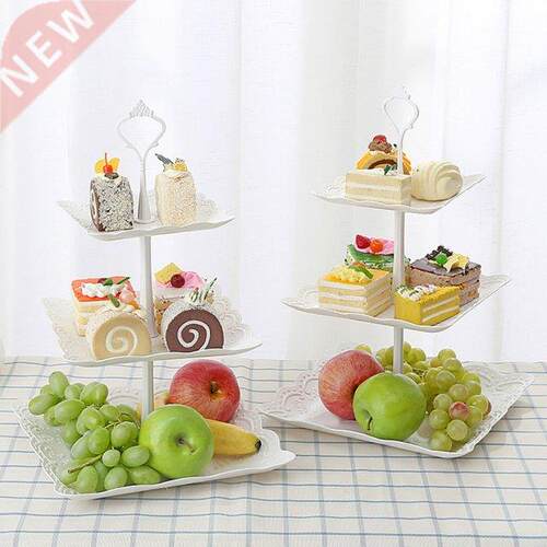 2 Pieces Three Layer PP Fruit Tray Cake Stand Vegetable Stor
