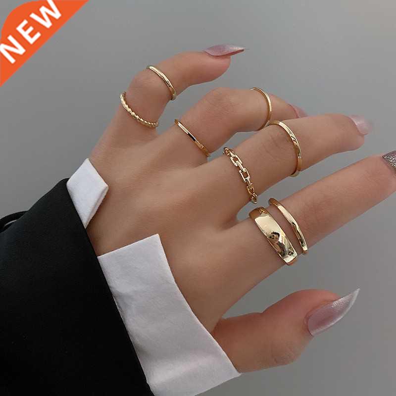 LATS 7pcs Fashion Jewelry Rings Set Hot Selling Metal Hollow