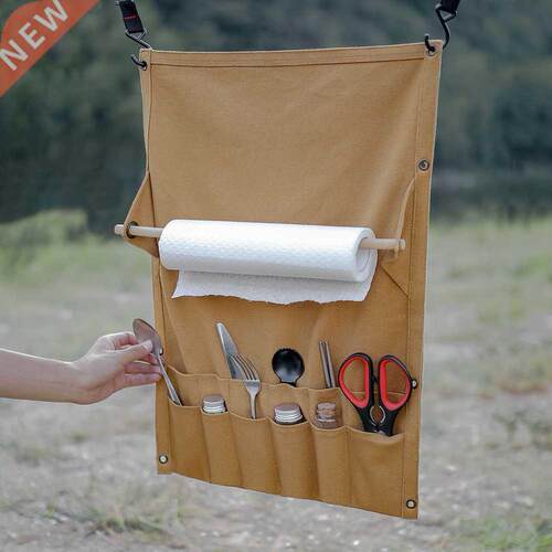 Camping Tableware Storage Bag Multi Pockets Canvas Storage